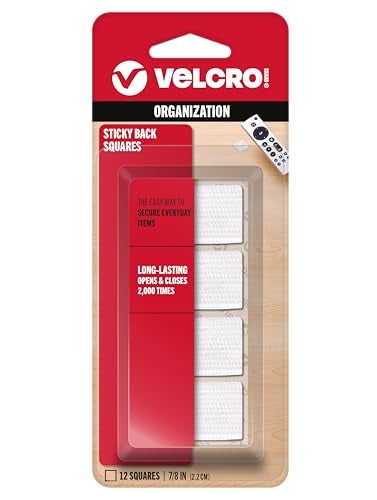 VELCRO Brand Sticky-Back Fasteners, Removable Adhesive, 0.88" X 0.88", White, 12 count (Pack of 1) - Image 1