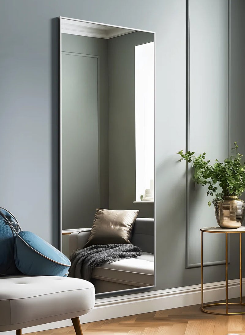 Taimi Large mirror with elegant design 160x50cm - Full length mirror with White metal frame and back stand - Its wonderful design is suitable for living rooms, dressing rooms and bedrooms - Image 3