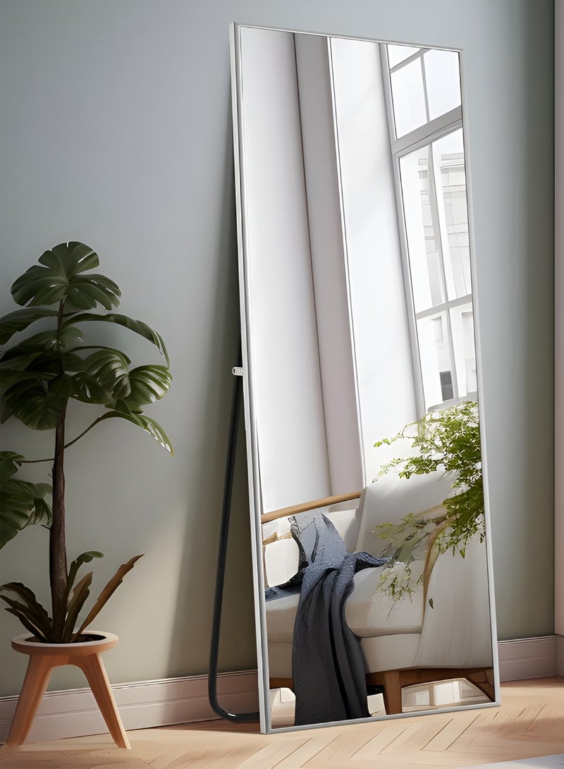 Taimi Large mirror with elegant design 160x50cm - Full length mirror with White metal frame and back stand - Its wonderful design is suitable for living rooms, dressing rooms and bedrooms - Image 1