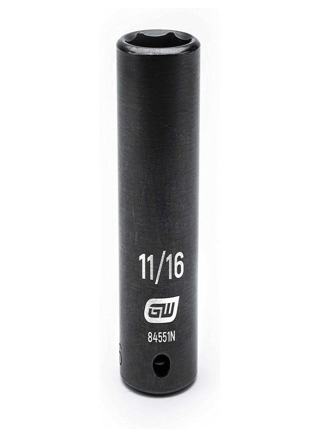 GEARWRENCH 1/2" Drive 6 Point Deep Impact SAE Socket 11/16" - 84551N , Black - Image 2