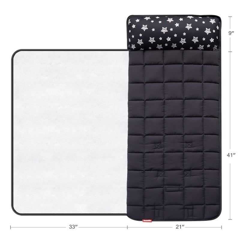 Moonsea Toddler Sleeping Bag Nap Mat Black with Fleece Blanket, Lightweight, Soft Perfect for Toddlers Preschool, Daycare, Travel Sleeping Bag Boys Girls, 21" x 50" Fit Standard Cot - Image 5
