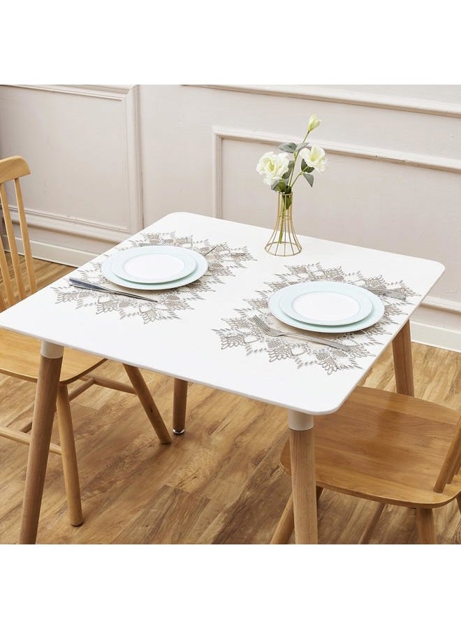 Raedan Natural Linen Placemats Set of 2, Neutral Earth Tones Beige Lace Coffee Doily Table Topper Dresser Scarf Place Mats (Set of 2, Natural) - Image 2