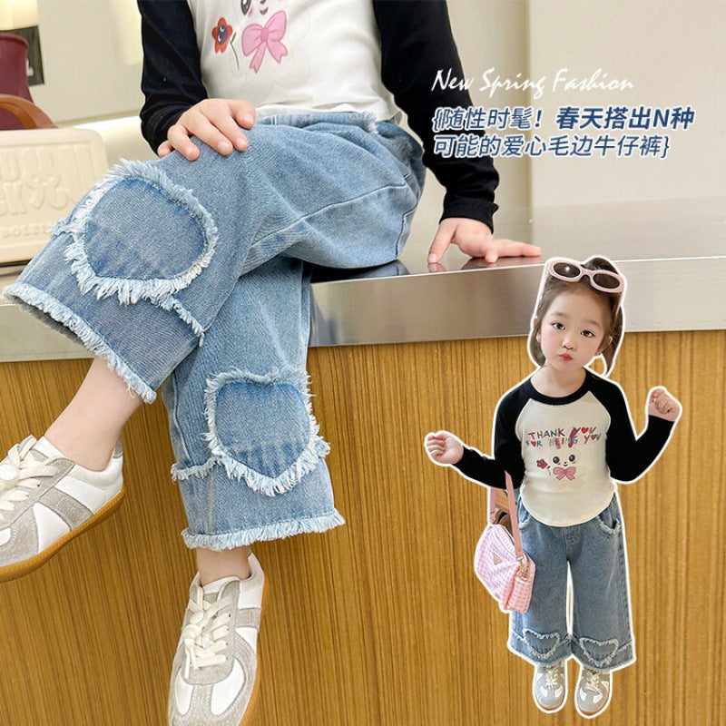 Girls' Wide Leg Pants 2025 New Children'S Korean Style Fashionable Children'S Loose Western Style Baby Denim Straight Leg Pants - Image 5