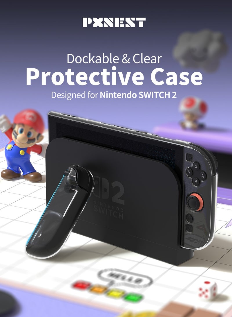 بيكسنست غلاف واقٍ شفاف لجهاز Nintendo Switch 2 بتصميم مقبس منحني، غلاف رقيق بلوري واضح - Image 2