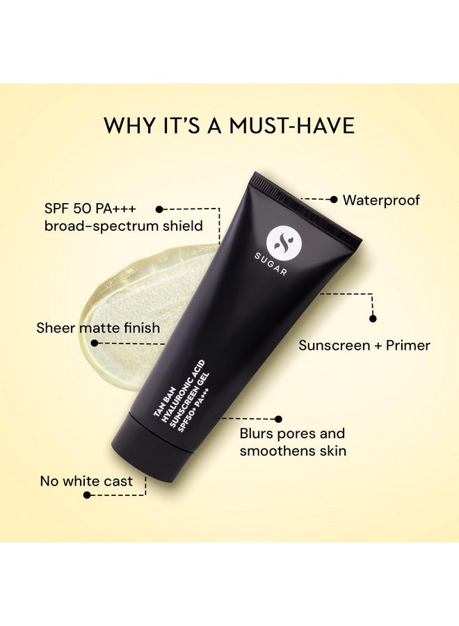 SUGAR Cosmetics Tan Ban Hyaluronic Acid Sunscreen SPF50+ PA+++ Gel | Non Greasy | Light Weight Formula | 50ml - Image 2