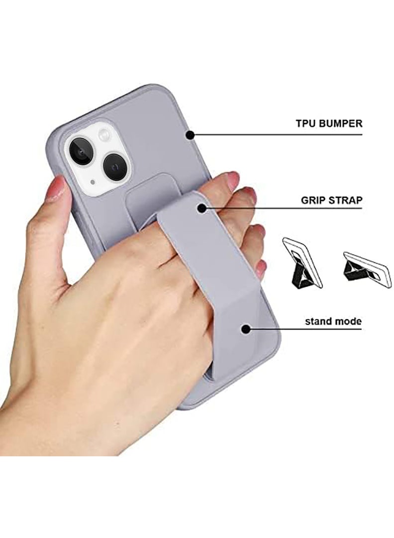 Case Up Compatible with Apple iPhone 14 Plus Case with Magnetic Stand & Holder, Premium Silicone Finger Grip Strap Holder Case Car Mount Kickstand Cover- Grey - Image 4