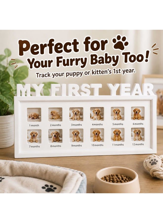 MICKYU Baby Picture Frames, My First Year 12 Monthly Keepsake Photo Frame for Newborn Baby, First Mothers Day Gifts for Mom Parents (White) - Image 4
