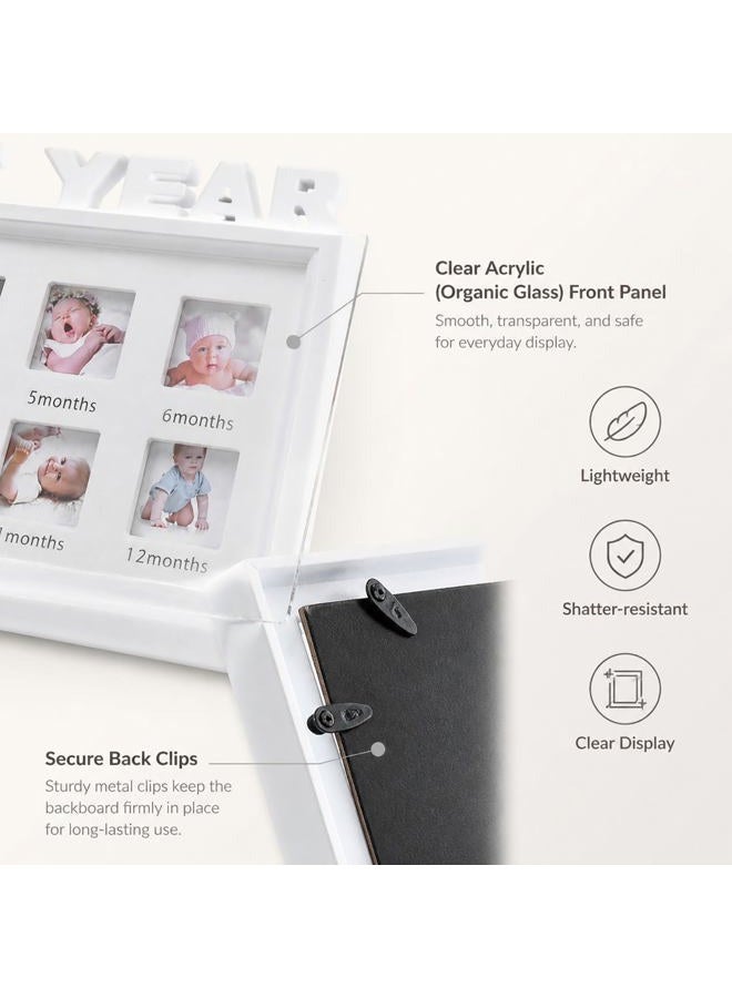 MICKYU Baby Picture Frames, My First Year 12 Monthly Keepsake Photo Frame for Newborn Baby, First Mothers Day Gifts for Mom Parents (White) - Image 3
