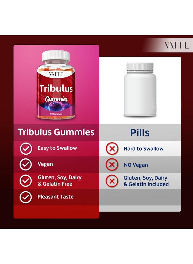 VAITE جومي تريبيولوس تيرستريس 1000 ملغ - 60 جومي قابلة للمضغ - نباتي، خالي من السكر، خالي من الجلوتين، غير معدل وراثيًا - تركيبة يومية نباتية - لا حاجة للماء - شكل مكمل سهل الاستخدام - Image 5