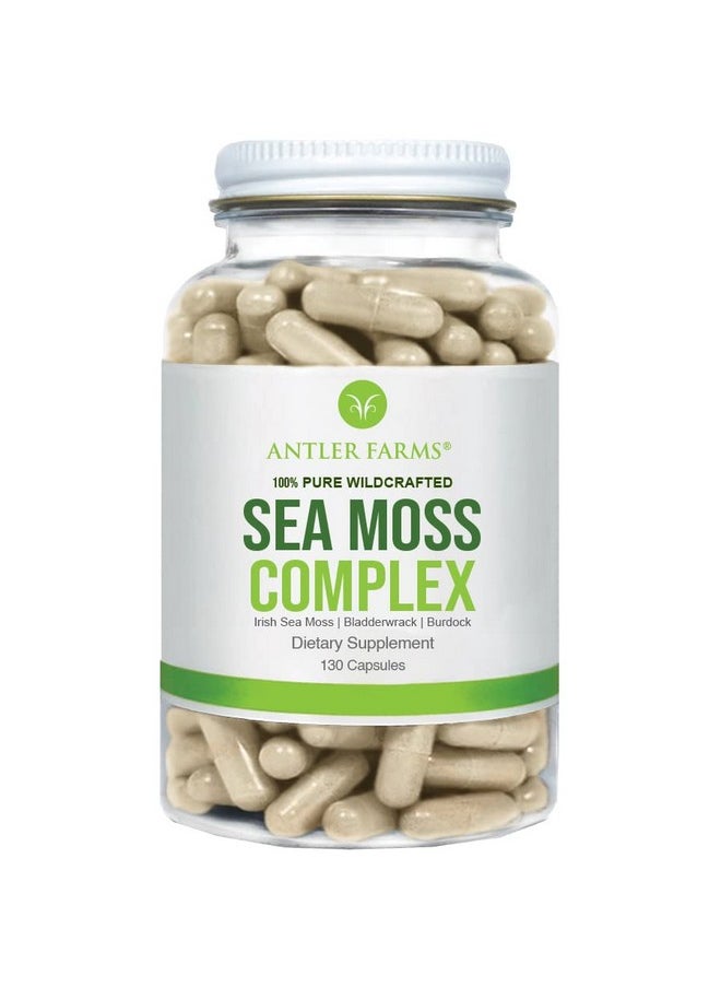 Antler Farms - 100% Pure Sea Moss Complex 130 Capsules Organic & Wildcrafted Irish Sea Moss Bladderwrack Burdock Root Vegan Gluten Soy And Dairy Free - Image 1