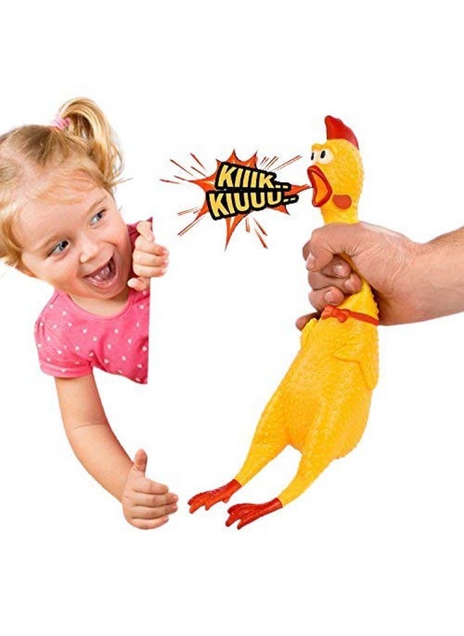 briteNway Hilarious 15” Rubber Screaming Chicken Toy For Kids & Pets - Super Durable & Funny Squeaky Chicken Dog Chew Toy - Silly Squeezing & Squawking Novelty Gift Idea - Vibrant Colors & Wacky Design  - Image 2