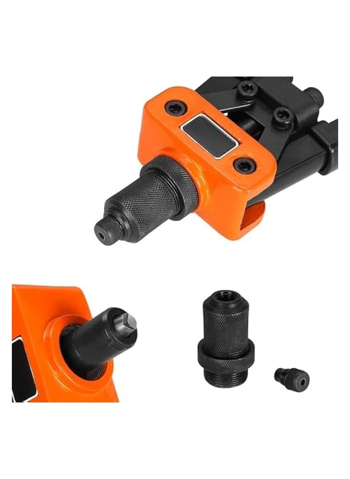PROMASS Rivet Gun, Manual Hand Riveter with 50 Pcs Rivets, Heavy Duty Riveter with 3 Nosepieces for Plastic Metal Leather Vehicle  - Image 2