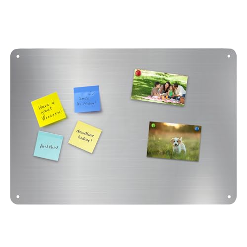 Bekith 2 Pack Stainless Steel Magnetic Board, 17.1" x 11.8" Magnet Bulletin Board to Display Magnetic Letters Numbers, Notes, Poetry, Photos, Spice Jars, Suitable for Wall, Refrigerator, Cabinet - Image 5