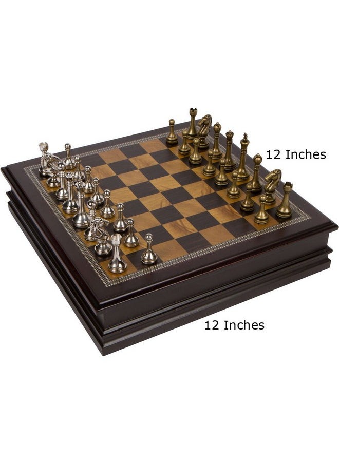 Best Chess Set Grace Chess Inlaid Wood Board Game Set With Metal Pieces Medium 12 X 12 Inch  - Image 3