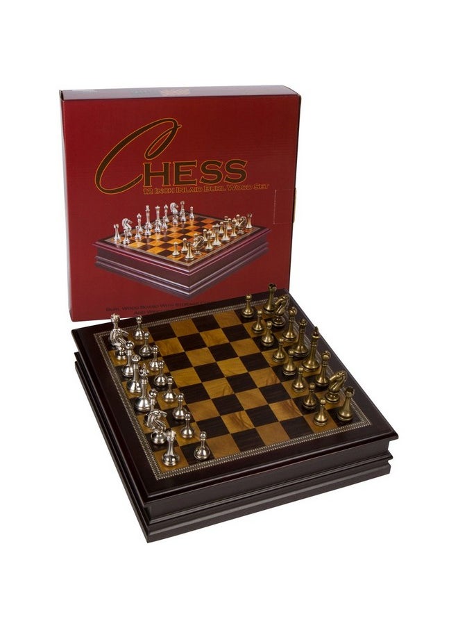 Best Chess Set Grace Chess Inlaid Wood Board Game Set With Metal Pieces Medium 12 X 12 Inch  - Image 2