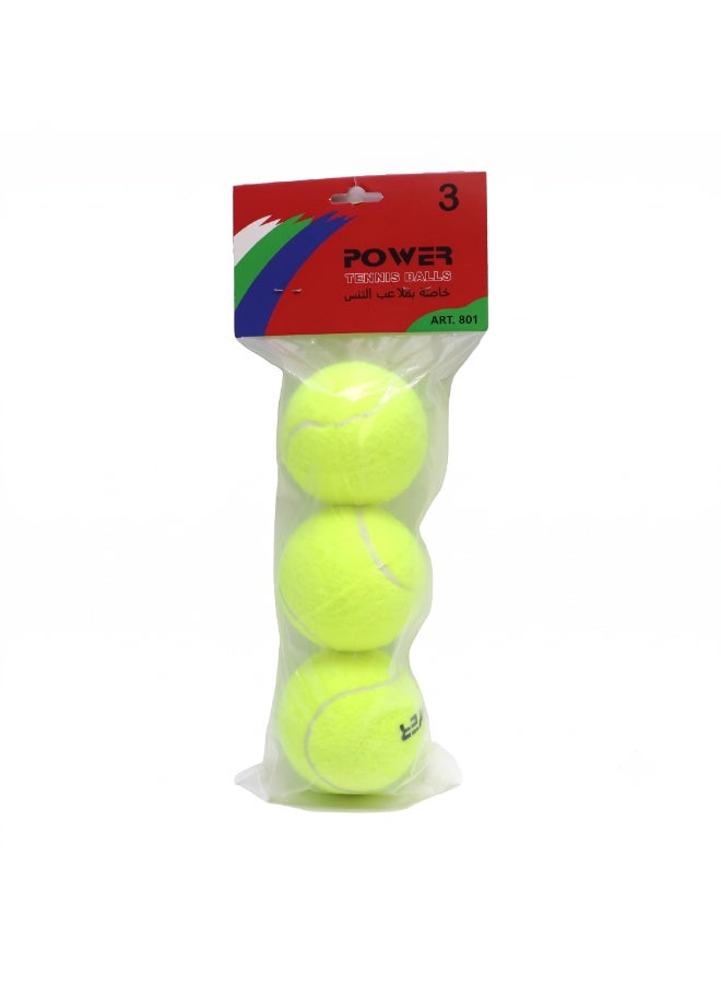 POWER Tennis Balls, 3-Pack, No Pressure, Durable for Training