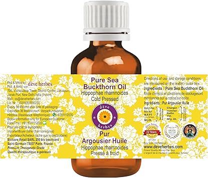 Deve Herbes Pure Sea Buckthorn Oil Hippophae rhamnoides Cold Pressed Natural Therapeutic Grade 15ml 050 oz - Image 2