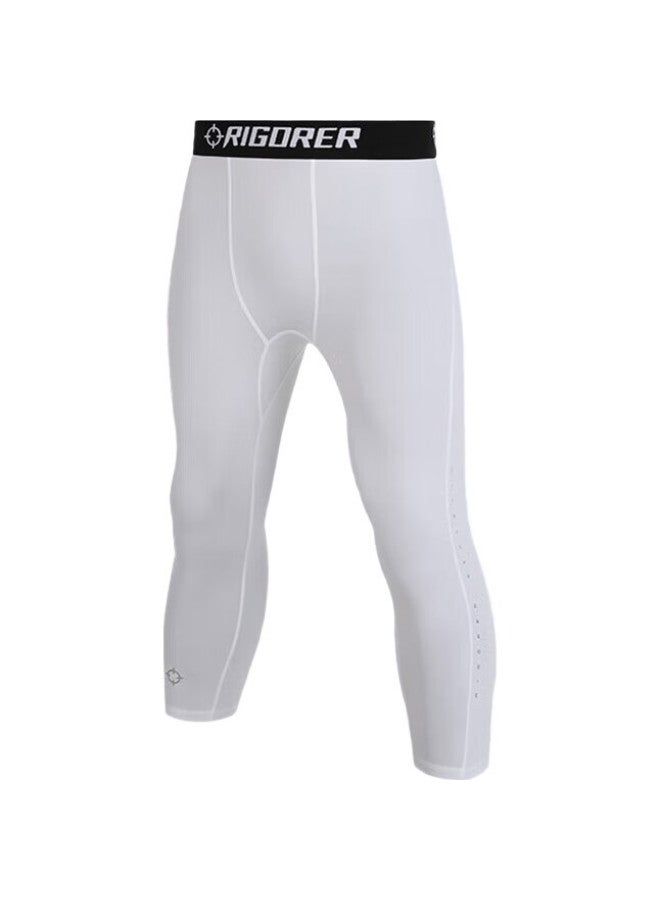Rigorer Seven-Point Compression Pants Sports Training Sweat-Absorbent Breathable Elastic Fitness Pants Z121211403 Pure White 4Xl - Image 2