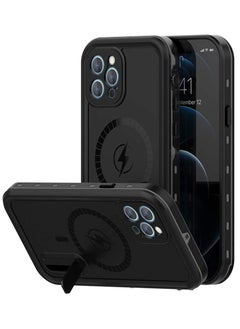 Case for iPhone 12  with Mag-Safe Charging,Waterproof with Built-in Screen Protector Military Grade Drop Tested Rugged Shockproof Kickstand for Apple iPhone 12 (Black)