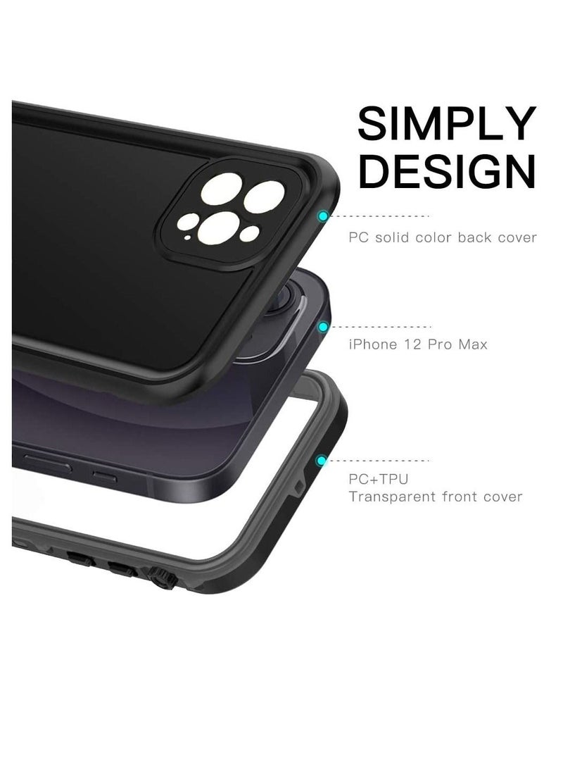 Generic - Case for iPhone 12  with Mag-Safe Charging,Waterproof with Built-in Screen Protector Military Grade Drop Tested Rugged Shockproof Kickstand for Apple iPhone 12 (Black) - Image 1