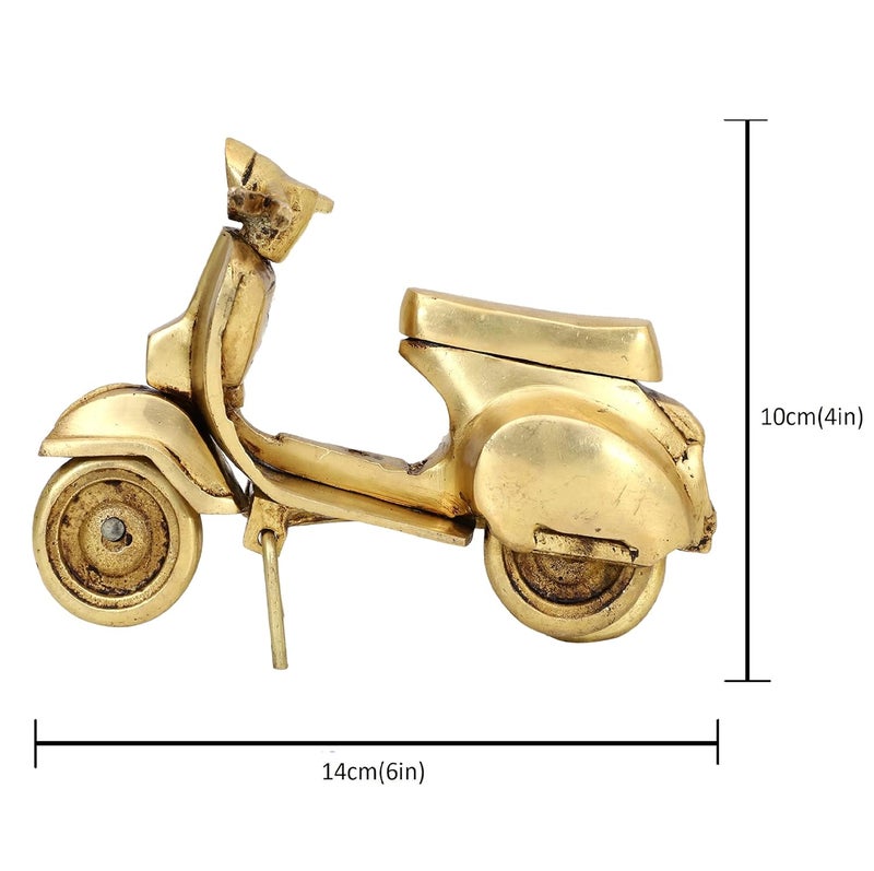 Jaszz Art bullock Jaszz Art Brass Vintage Scooter Figurine Statue for Showpiece 14x6x10 cm 650gm Golden Classic Antique Finish Vespa Scooter for Home Decor Decoration for Office Counter Centre Table  - Image 4