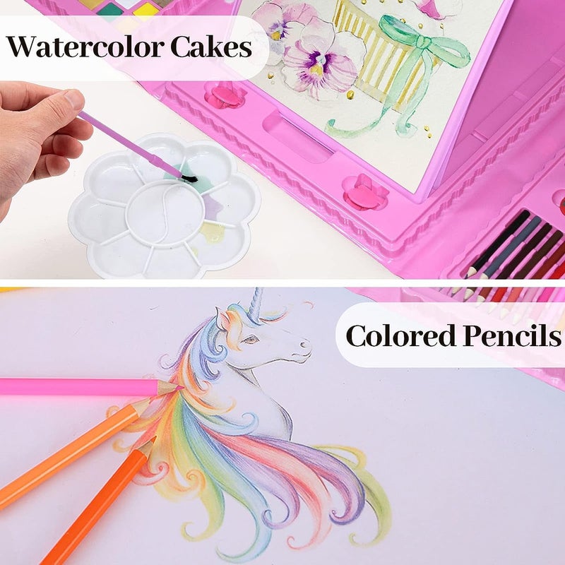 Karp Children Deluxe Art Drawing Set for Kids Case Art and Craft Supplies Drawing and Painting Set Great Gift (208Pcs -Pink) - Image 4
