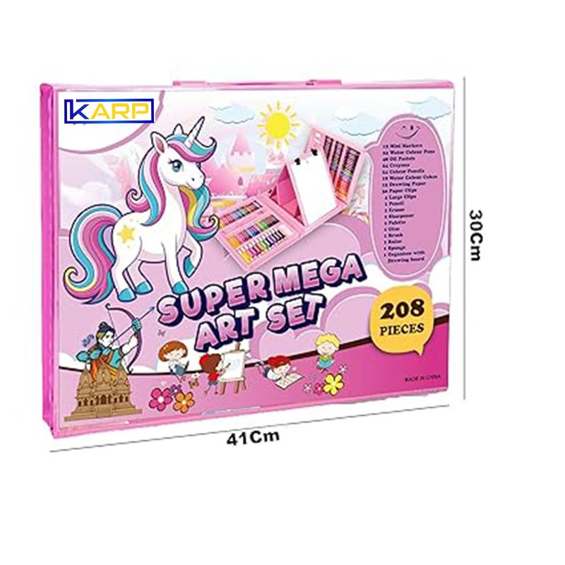 Karp Children Deluxe Art Drawing Set for Kids Case Art and Craft Supplies Drawing and Painting Set Great Gift (208Pcs -Pink) - Image 2