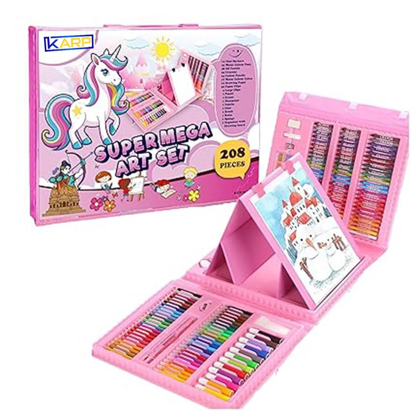 Karp Children Deluxe Art Drawing Set for Kids Case Art and Craft Supplies Drawing and Painting Set Great Gift (208Pcs -Pink) - Image 1