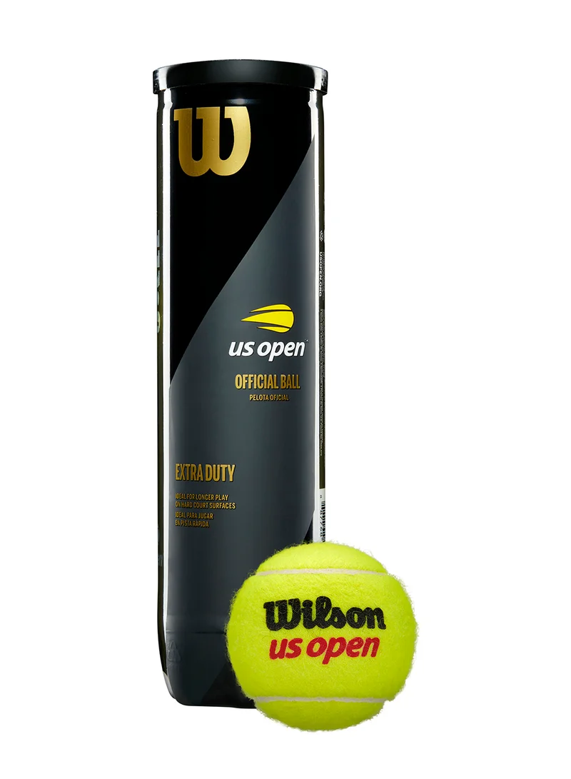 Wilson Us Open Extra Duty Hard Court Yellow Tennis Balls - 4 Ball Can