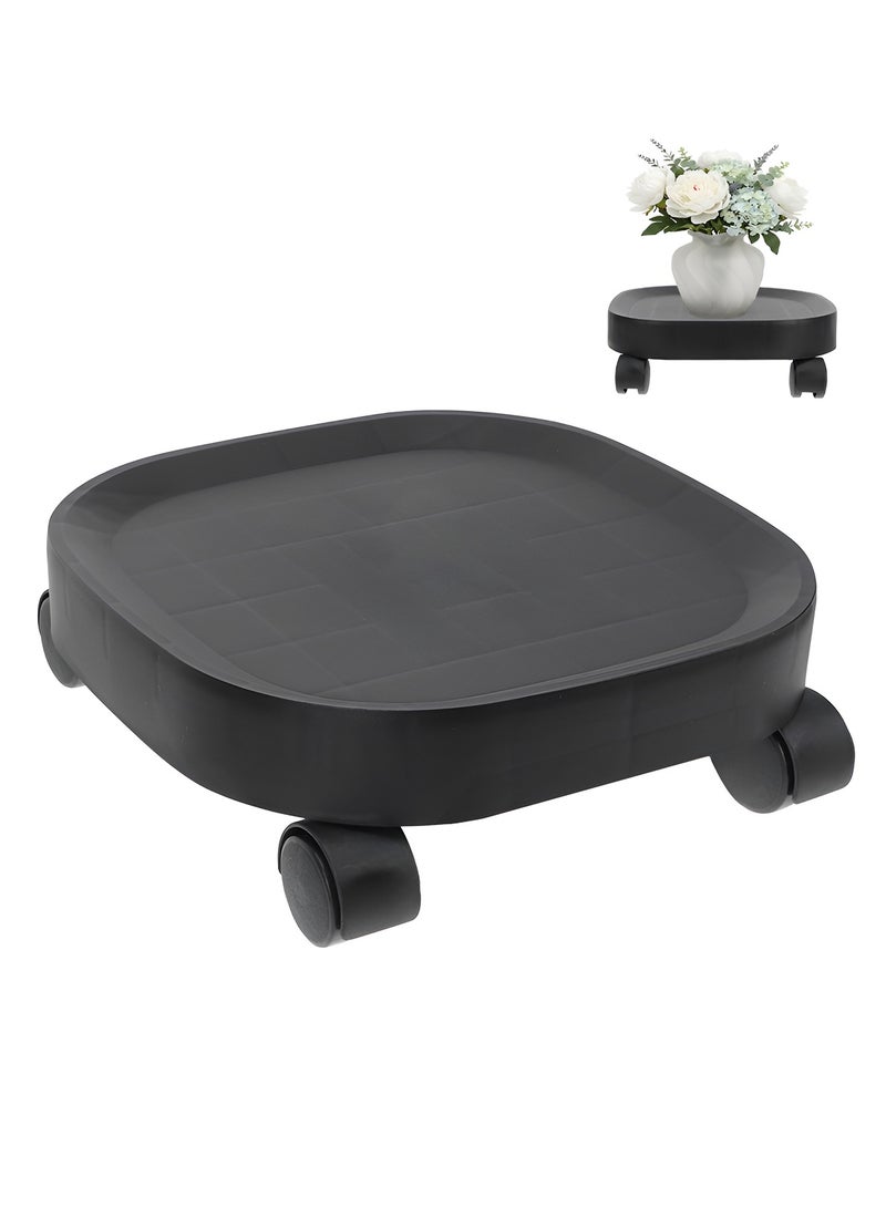 تايمي حامل نباتات متحرك بعجلات بقاعدة دائرية سميكة قوية التحمل للأستخدام الداخلي والخارجي، 8x25 سم - رمادي - Image 1