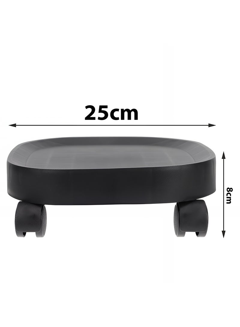 تايمي حامل نباتات متحرك بعجلات بقاعدة دائرية سميكة قوية التحمل للأستخدام الداخلي والخارجي، 8x25 سم - رمادي - Image 4