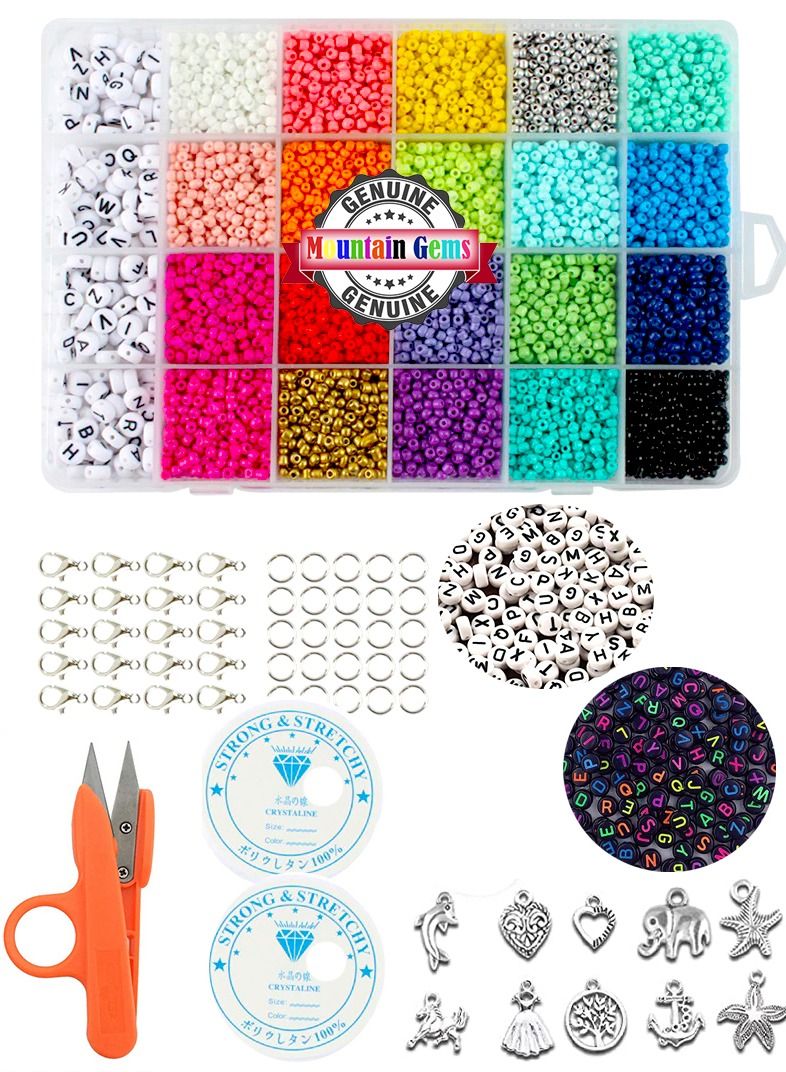 ماونتين جيمس خرز حرفي صغير  مجموعة متنوعة مع صندوق منظم لأساور و صنع المجوهرات - Image 1