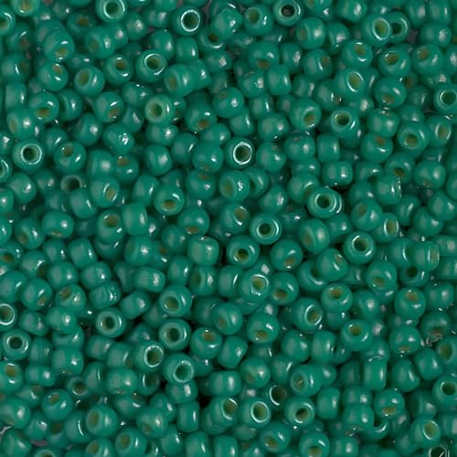 Miyuki Round Rocailles Size 8/0 Seed Bead DURACOAT Opaque Deep Green/Spruce Approx 22 Gram Tube - Image 1