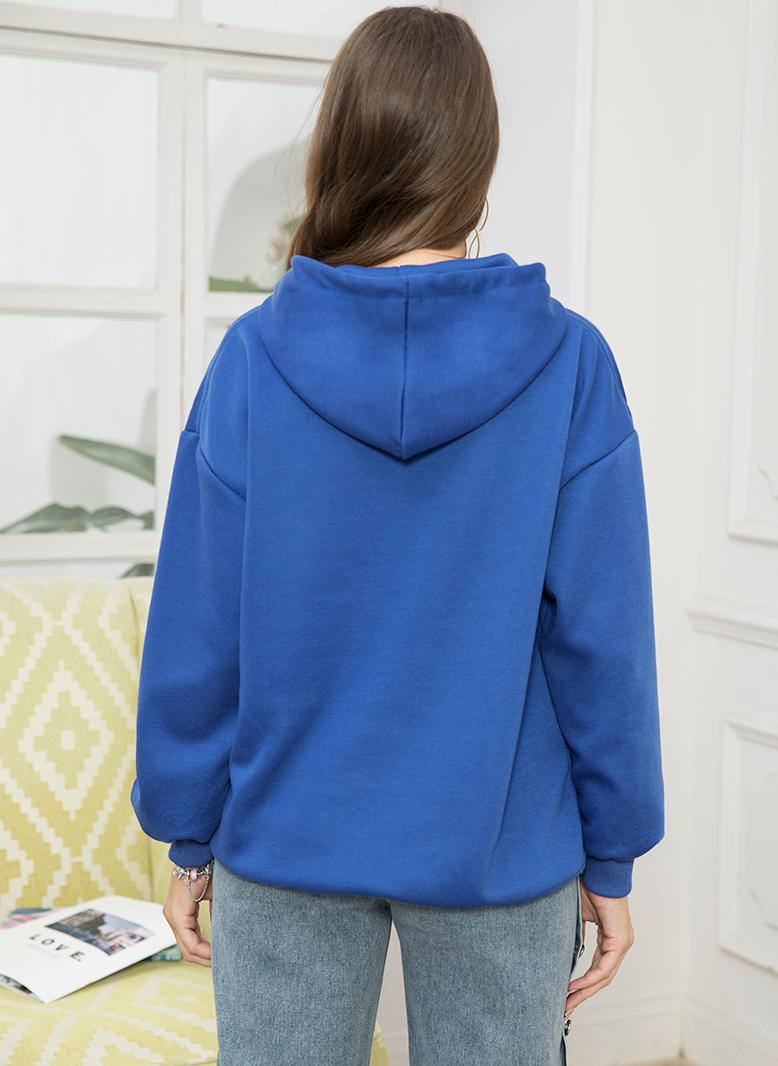 FridayIn Casual Hooded Solid color Tassel Regular sleeve Sweatshirts & Hoodies Blue - Image 2