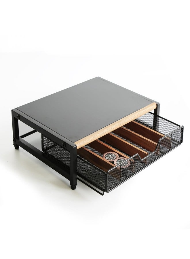 WILDMOS Coffee Pod Drawer,Coffee Station Organizer for Coffee Pod Storage,Movable Solid Wood Partition Board, Counter Coffee Bar Accessories for Nespresso Pods,Cream, Spoon, Sugar（Black) - Image 1