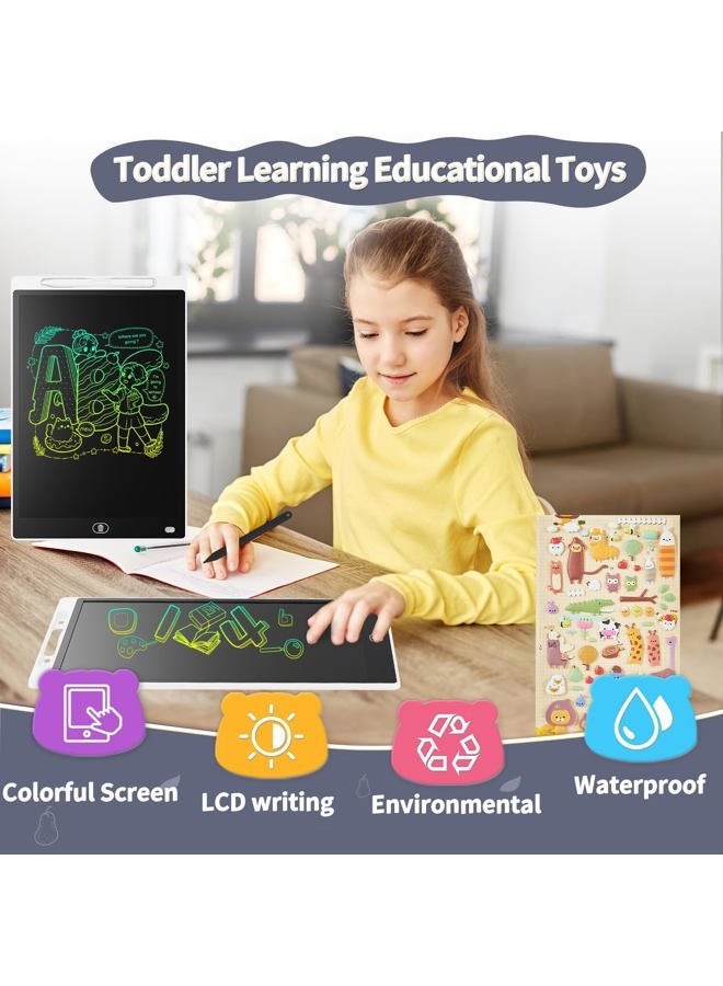 Genialba [2 Pieces] LCD Writing Board, 12 Inches, Genialba Colourful LCD Writing Tablet, LCD Writing Tablet, Electronic Tablet, Graphic Tablet for Children's Games 2 3 4 5 6 7 Years Boys Girls (Black & White) - Image 3