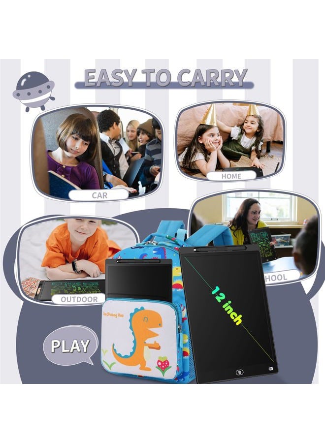 Genialba [2 Pieces] LCD Writing Board, 12 Inches, Genialba Colourful LCD Writing Tablet, LCD Writing Tablet, Electronic Tablet, Graphic Tablet for Children's Games 2 3 4 5 6 7 Years Boys Girls (Black & White) - Image 4