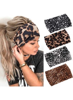 Boho Headbands Black Yoga Leopard Hair Bands Stretch Wide Head Bands Twist Turban Knot Sweatbands Elastic Hair Wraps For Women And Girls Pack Of 4 - pzsku/Z4874D77C782054053735Z/45/_/1721025189/4c4deab3-6179-4477-acde-f715d58faa29