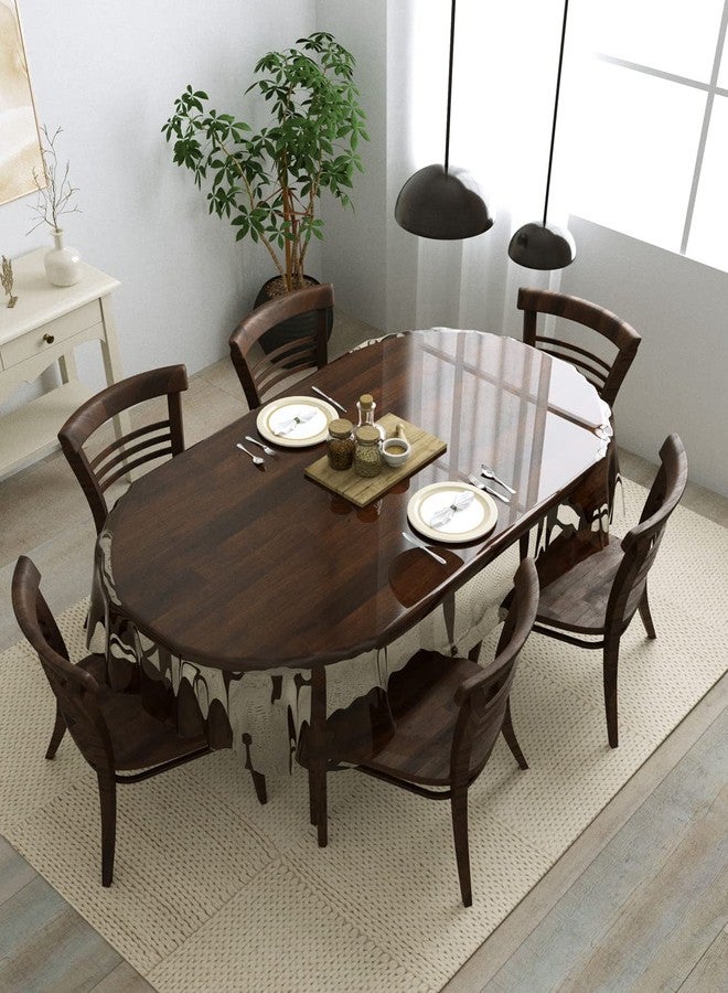Clasiko 6 Seater Oval Dining Table Cover; 60X90 Inches Or 152X228 Cms; Material - PVC; Anti Slip; Without Lace, Transparent - Image 1