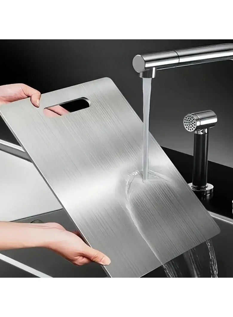 DUNISO Stainless Steel Cutting Board ，Double-Sided Food Grade 304 Stainless Steel Board for Kitchen, Rust Proof, Sturdy and Durable, Easy to Clean,Thickened for Various Cooking Tasks，46 * 30CM - Image 1