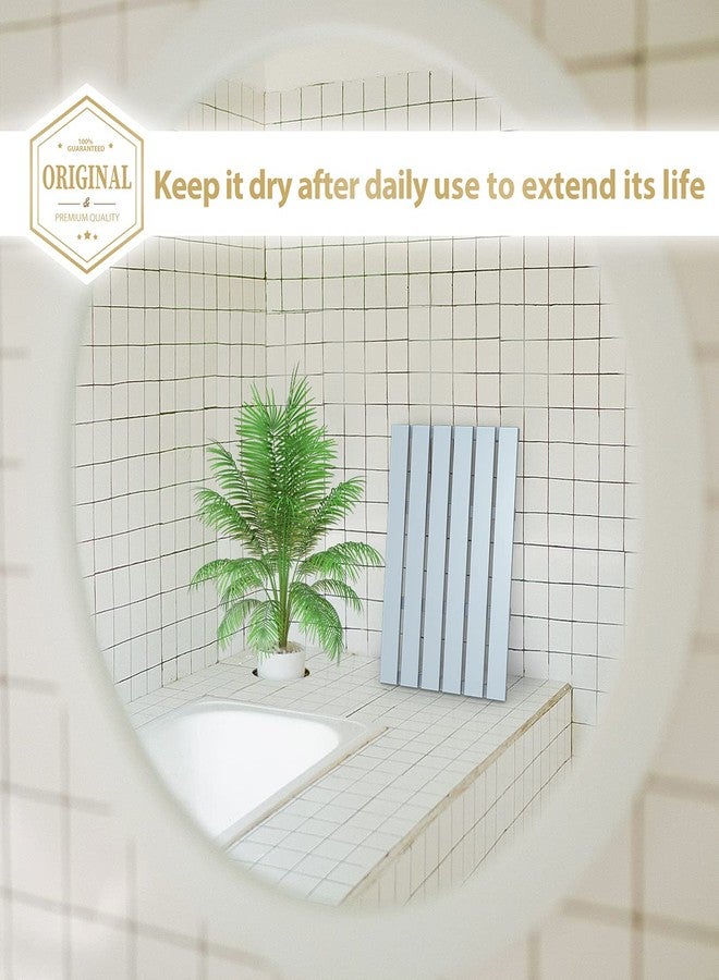 Bamfan Bamboo Wooden Bath Floor Mat for Luxury Shower - Non-Slip Bathroom Waterproof Carpet for Indoor or Outdoor Use (Bluish Grey) - Image 5