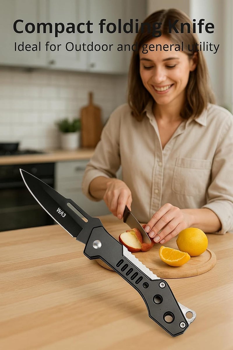 Voroly Foldable Knife (Manual) For Kitchen, Home, Travel and Office Tool Carbon Steel (SILVER-W43) - Image 2