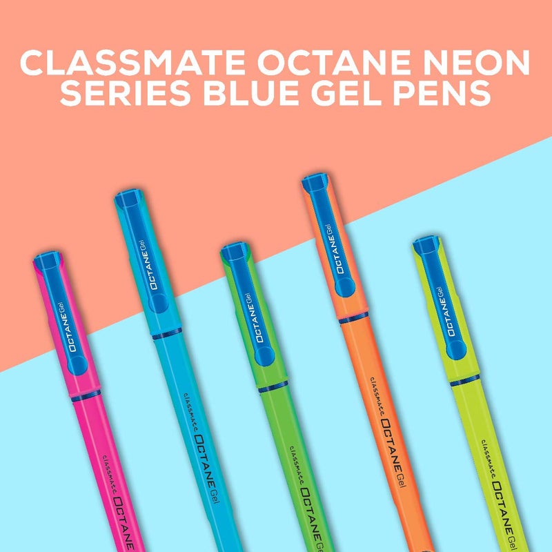 Classmate Octane Gel Pen- Neon Series (Blue)- Pack of 25 + 10 Gel Refills FREE - Image 3