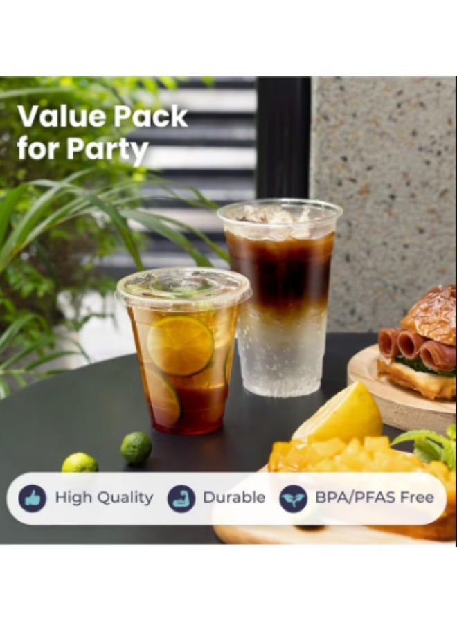 Arnon 12 oz Disposable Plastic Strawless Cups with Lids 50 Pack - Image 3