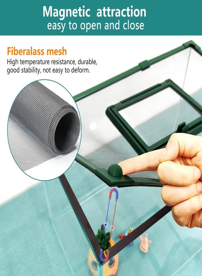Maguesh Magnetic Fish Tank Cover with Feeding Window Green Frame Grey Fiberglass Mesh, DIY Fish Tank Lid for Preventing Fish from Jumping Out and Reptile Escaping Adjustable Size Fit Tank Size Max 35''X19'' - Image 3