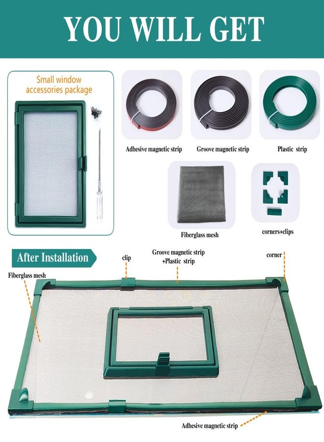 Maguesh Magnetic Fish Tank Cover with Feeding Window Green Frame Grey Fiberglass Mesh, DIY Fish Tank Lid for Preventing Fish from Jumping Out and Reptile Escaping Adjustable Size Fit Tank Size Max 35''X19'' - Image 4
