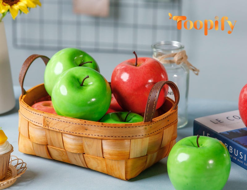 Toopify Toopify 30PCS Artificial Red and green Apples  Fake Fruit Lifelike Simulation Apples for Home Kitchen Table Basket Decoration  3.4"" x 3.2""  - Image 4