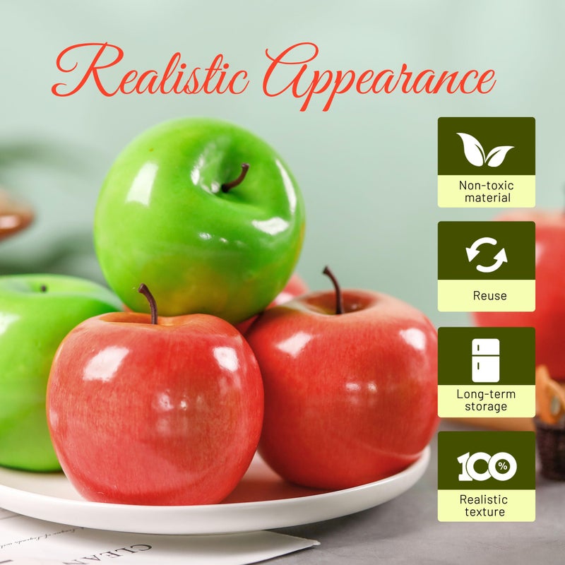 Toopify Toopify 30PCS Artificial Red and green Apples  Fake Fruit Lifelike Simulation Apples for Home Kitchen Table Basket Decoration  3.4"" x 3.2""  - Image 3