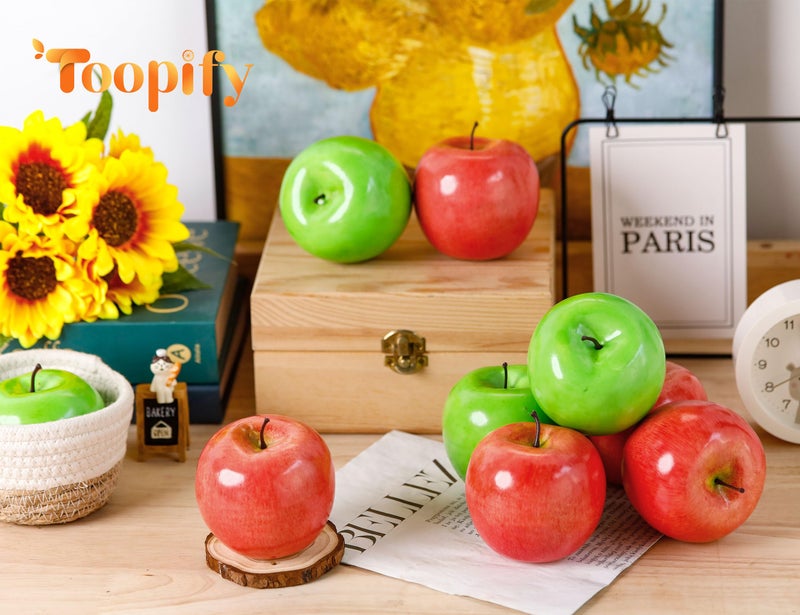 Toopify Toopify 30PCS Artificial Red and green Apples  Fake Fruit Lifelike Simulation Apples for Home Kitchen Table Basket Decoration  3.4"" x 3.2""  - Image 5