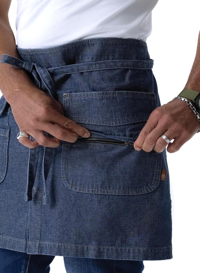 Chef Works Unisex Craftsman Half Bistro Apron, Indigo Blue, One Size - Image 5